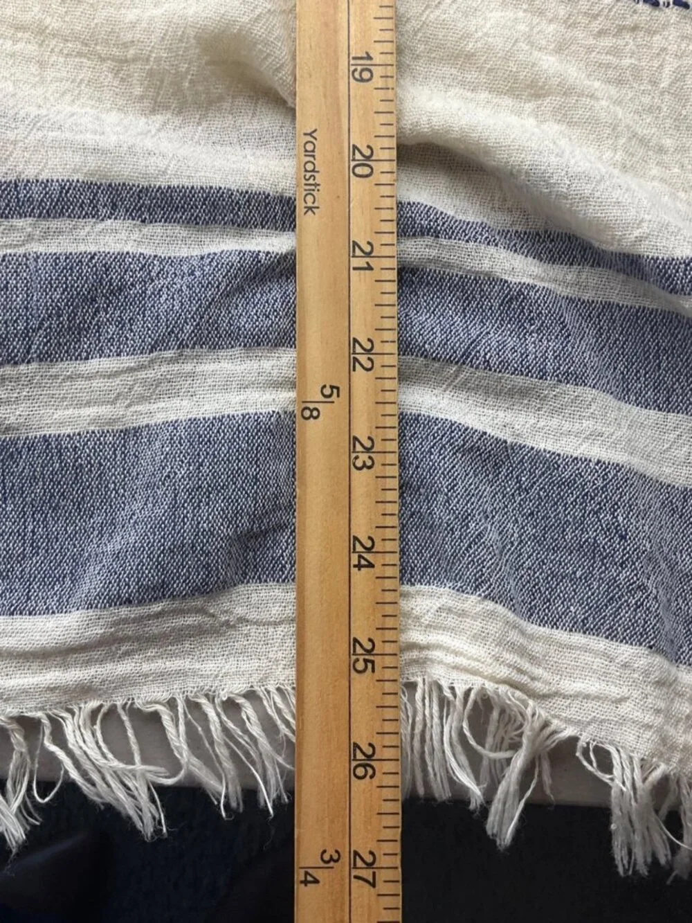 Handloom Nomad Cotton Poncho Beige Striped Fringe Boho Made Turkey Handmade - Picture 7 of 9